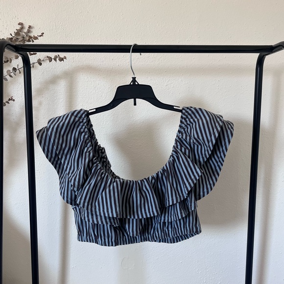 Fashion Brand Company Tops - Fashion Brand Company Striped Ruffle Crop Top